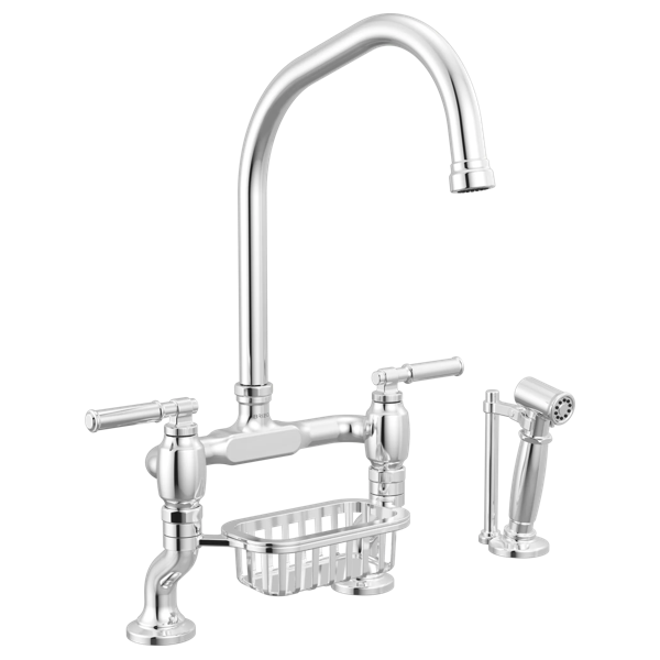 Faircroft™ | Deck Mount Bridge Faucet with Angled Spout and Side