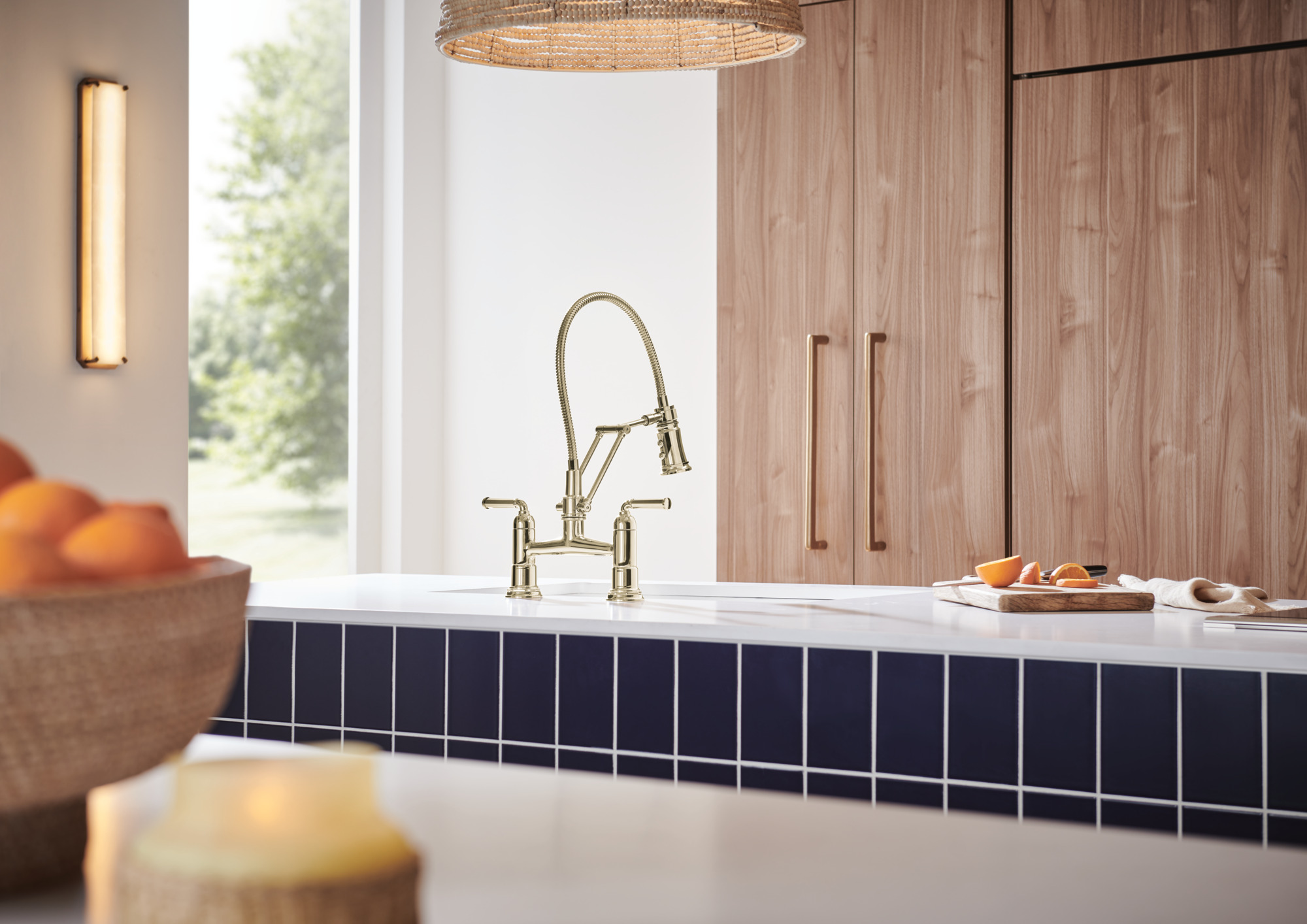 Rook® | Articulating Bridge Faucet with Finished Hose