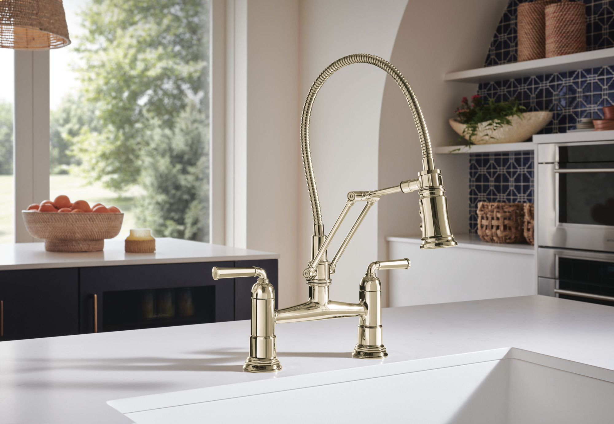 Rook® | Articulating Bridge Faucet with Finished Hose