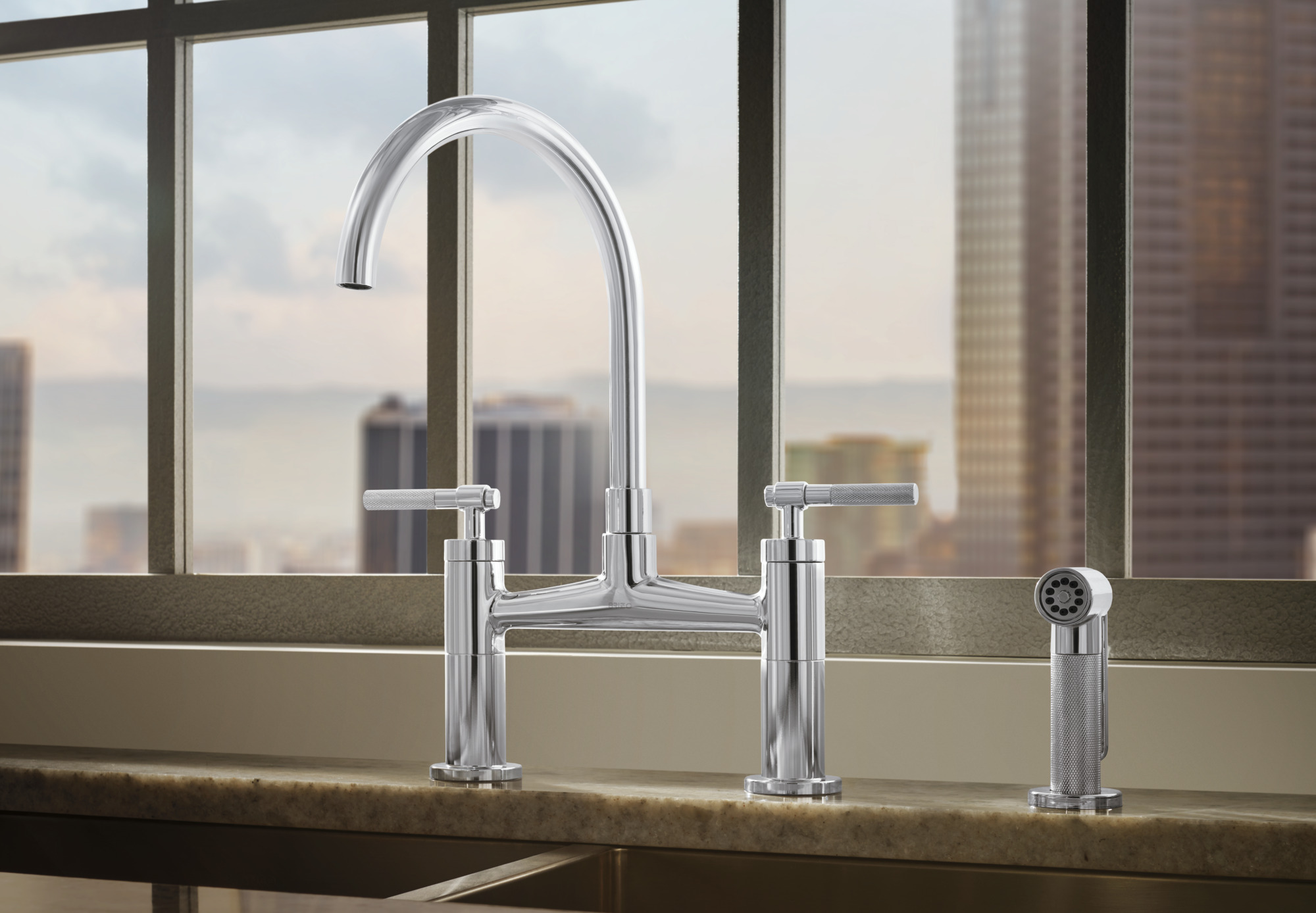 Litze® | Bridge Faucet with Arc Spout and Knurled Handle