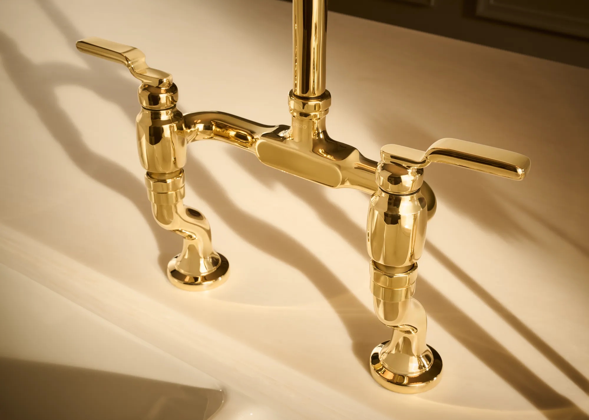 Faircroft™ | Deck Mount Bridge Faucet with Angled Spout and Side