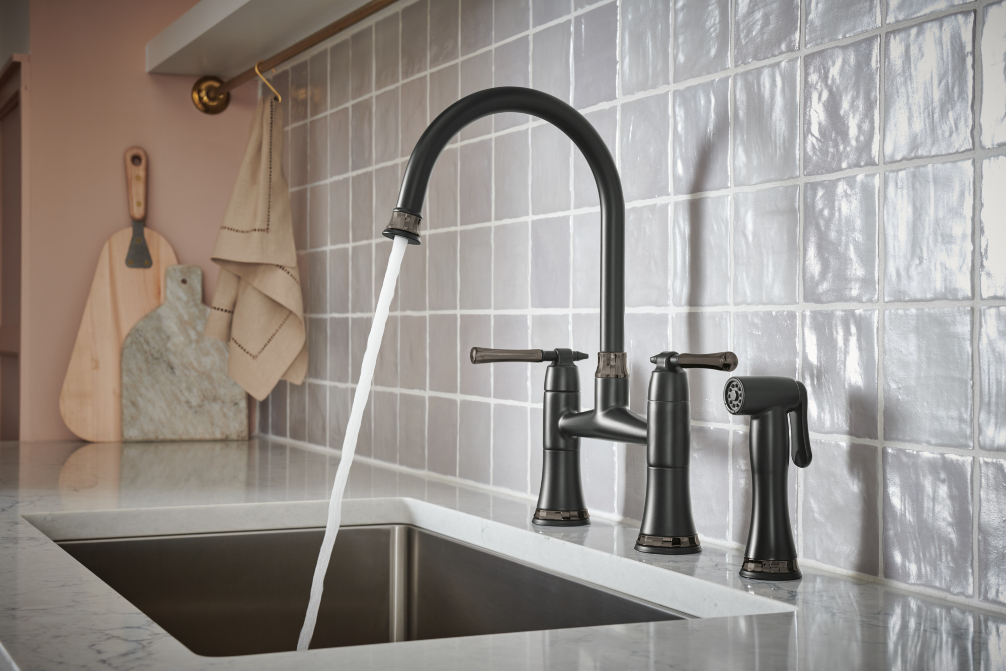 Tulham® | Bridge Kitchen Faucet with Side Spray