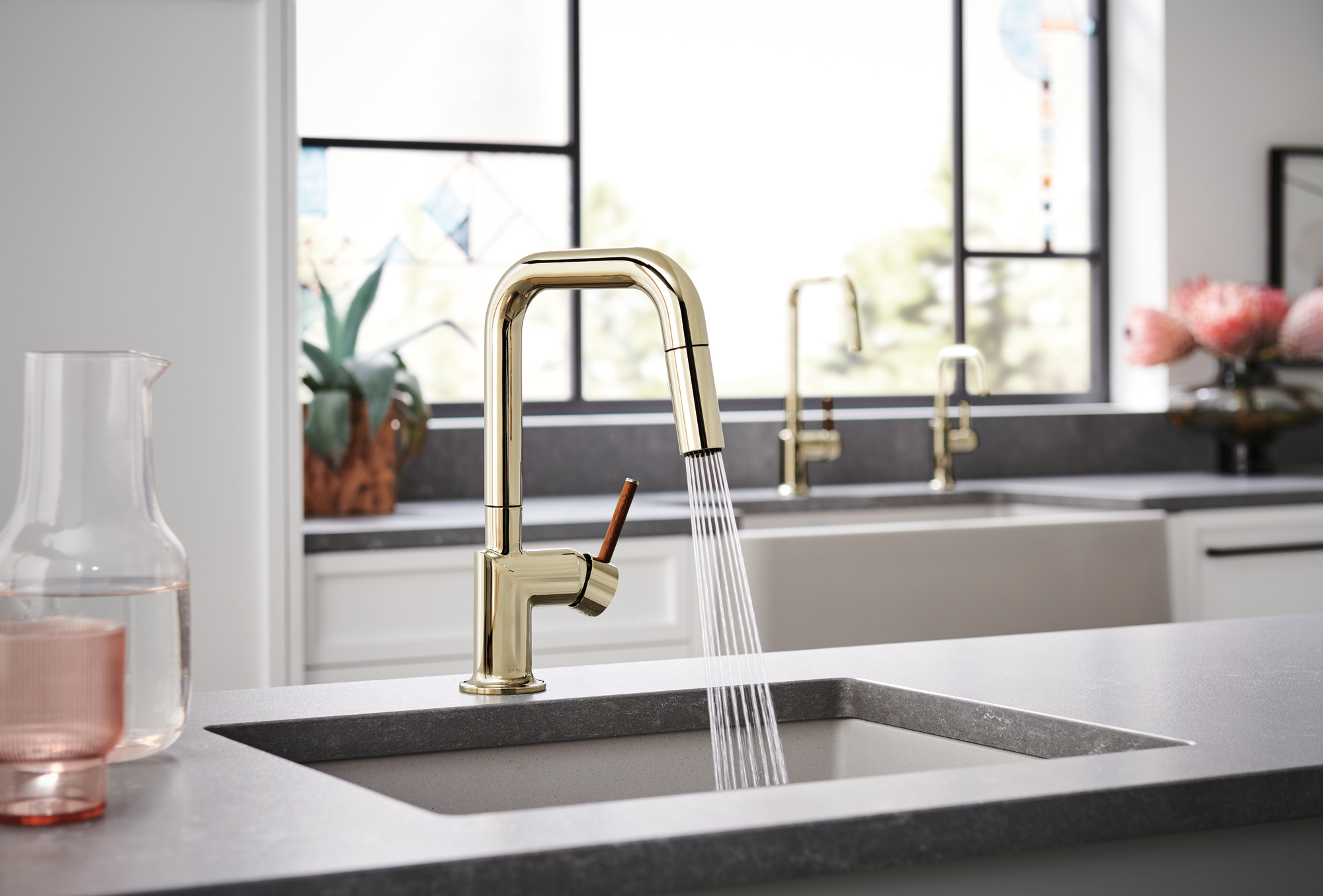 Odin® | Pull-Down Prep Faucet with Square Spout - Less Handle
