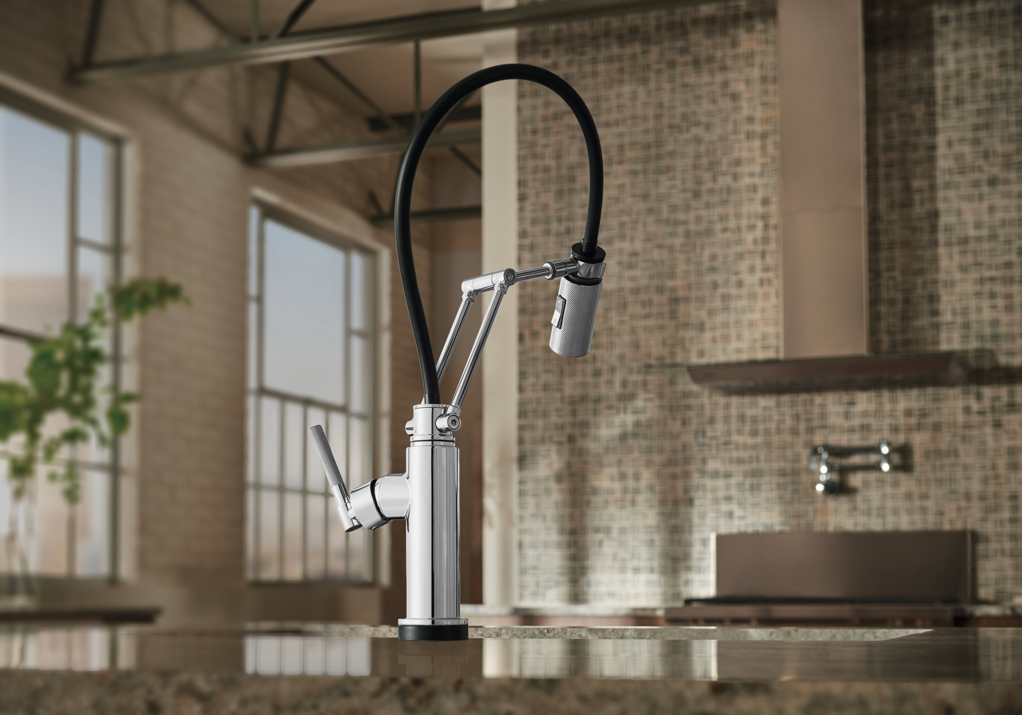 (4082-0)☆厨房機器☆ソイルド/作業台☆W755×D700×H790ｍｍ☆BG付き Litze® | SmartTouch® Articulating Kitchen Faucet with Knurled Handle