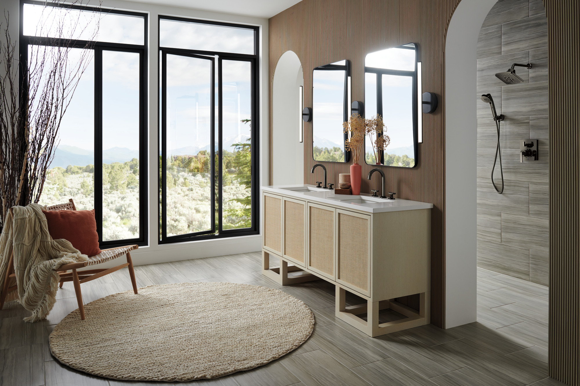 Kintsu® | Widespread Lavatory Faucet with Arc Spout - Less