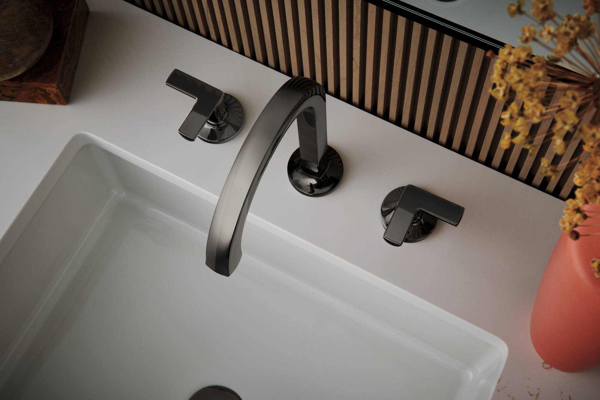 Kintsu® | Widespread Lavatory Faucet with Arc Spout - Less