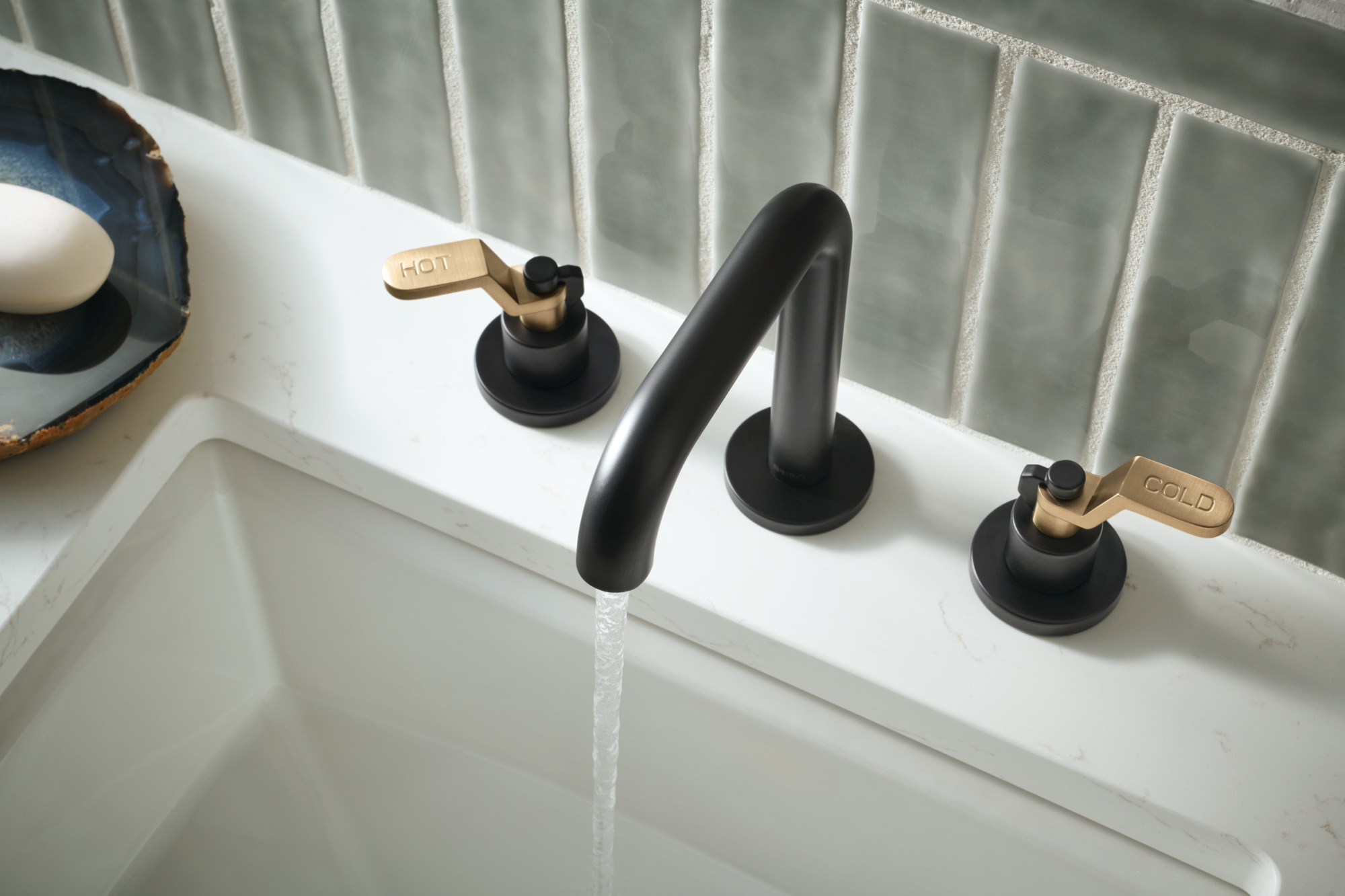 Litze® | Widespread Lavatory Faucet With High Spout - Less Handles