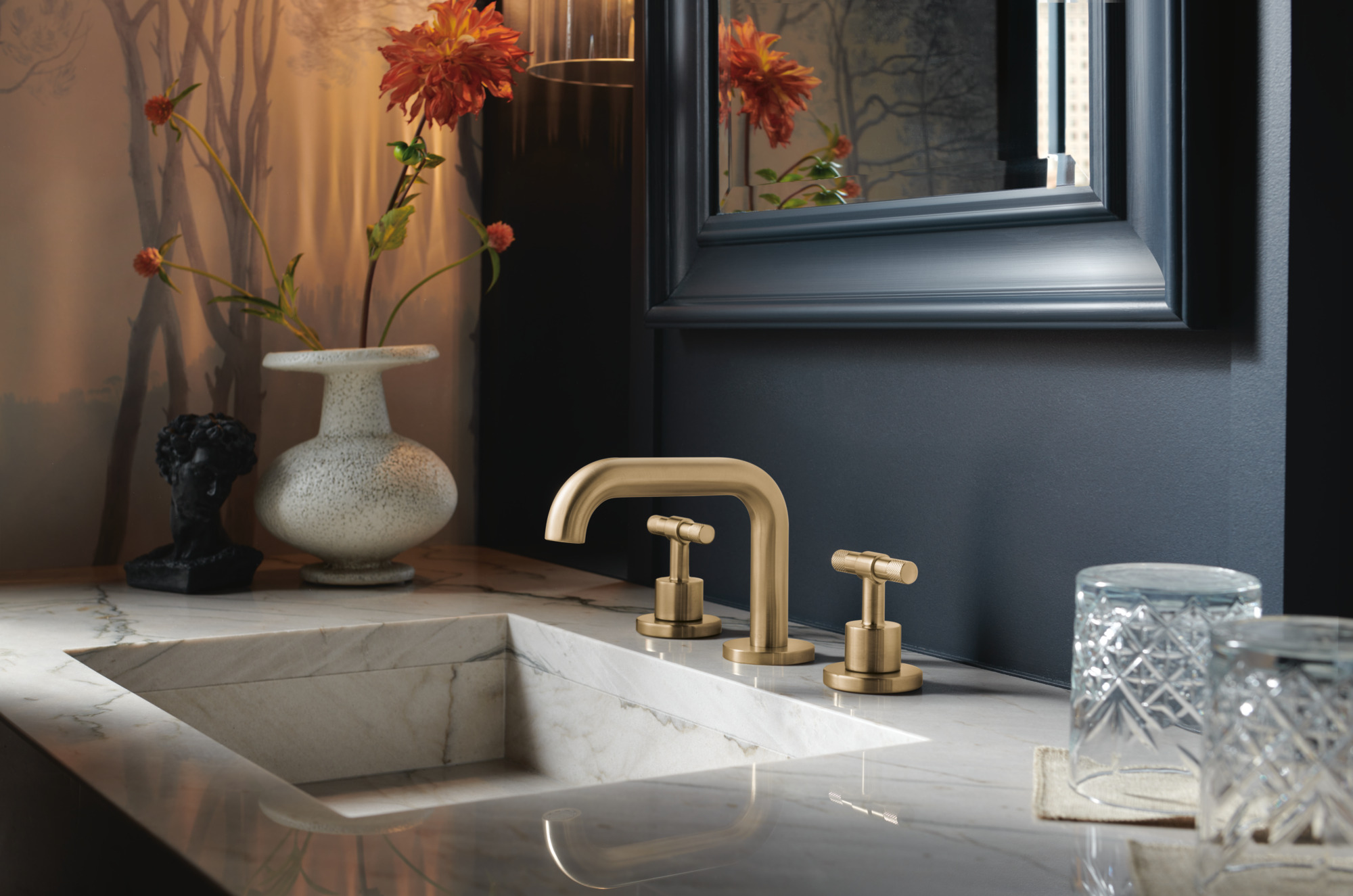 Litze® | Widespread Lavatory Faucet with Low Spout - Less Handles