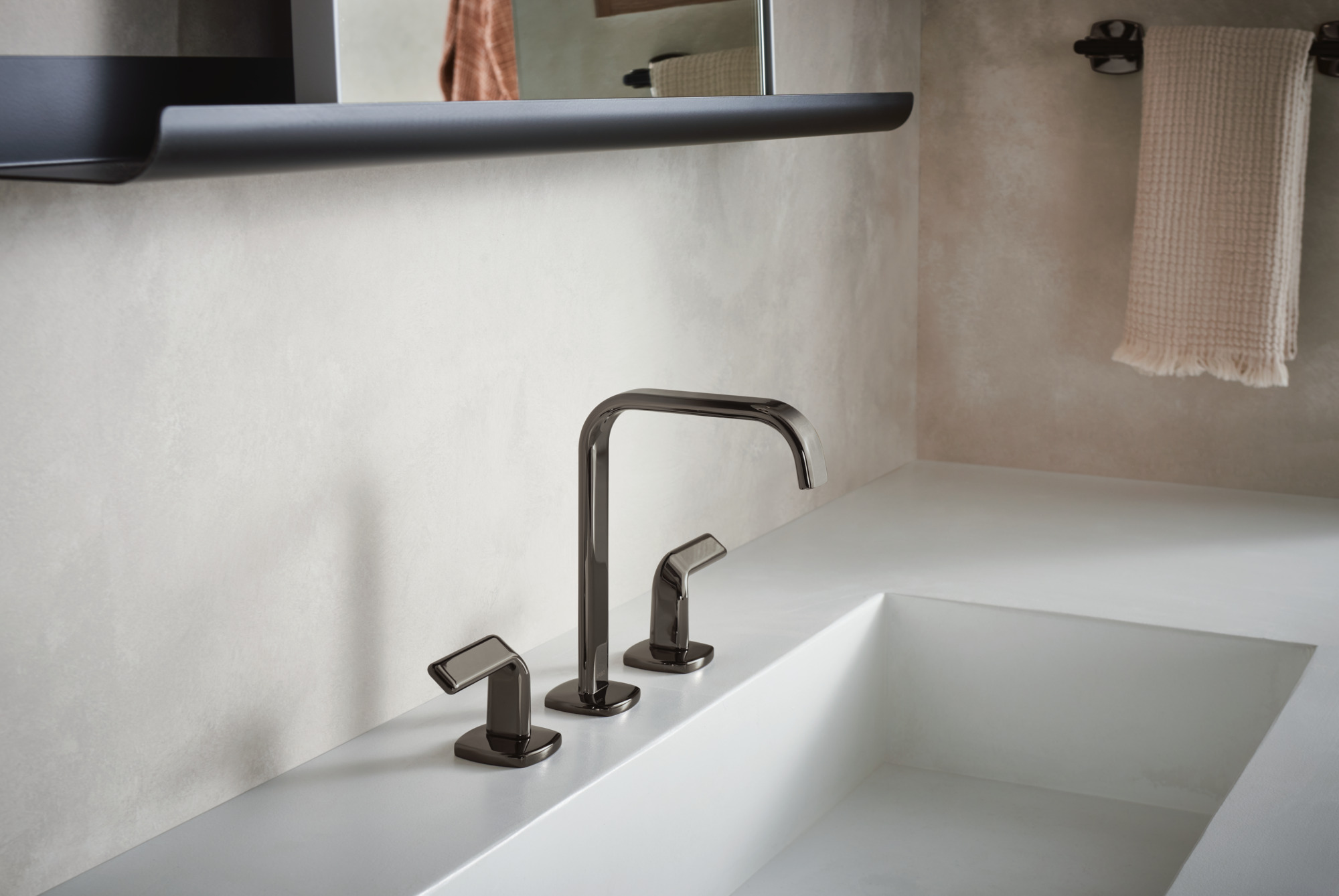 Allaria® | Widespread Lavatory Faucet with Square Spout - Less Handles