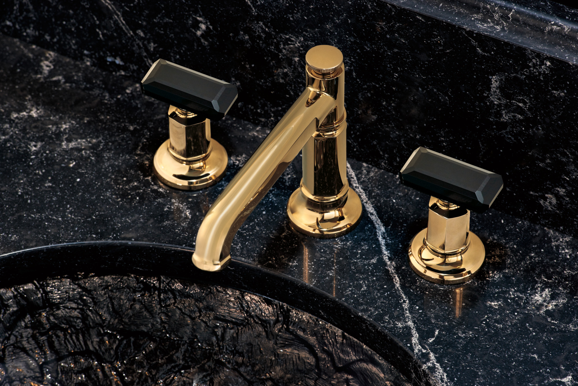 Invari® | Widespread Lavatory Faucet with Arc Spout - Less Handles