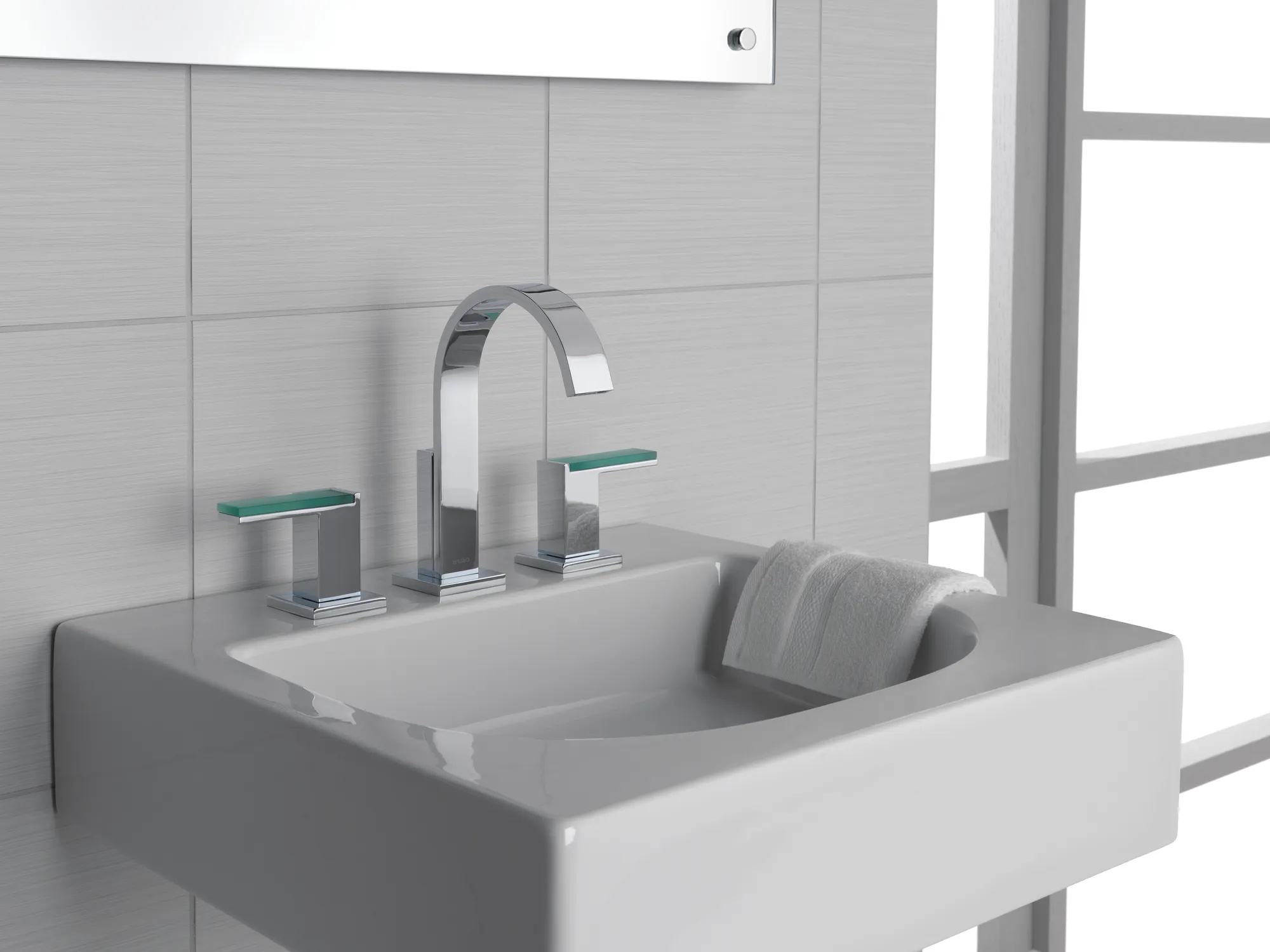 Siderna® | Widespread Lavatory and Bidet Green Glass Lever Handle Kit