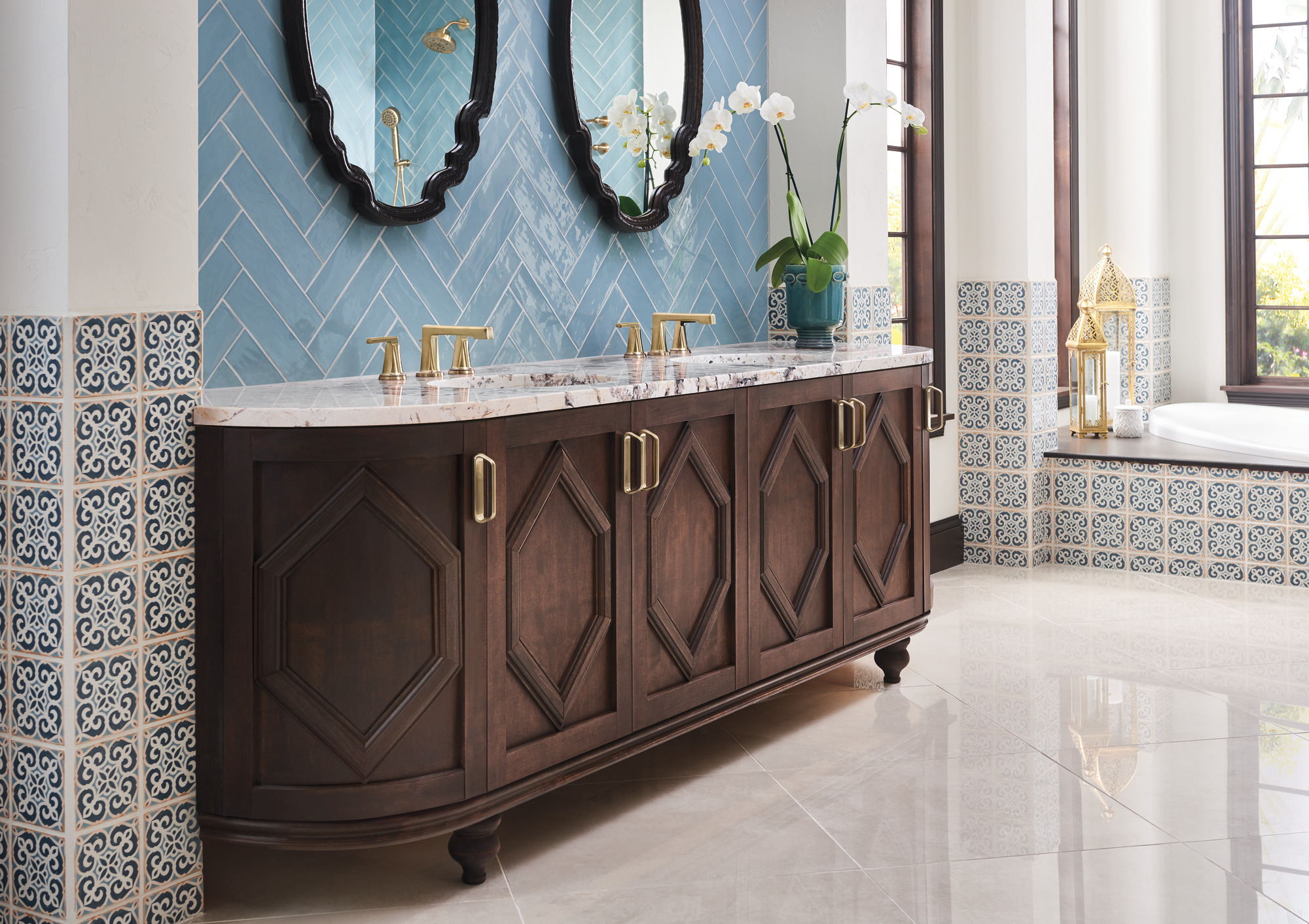 Levoir® | Widespread Lavatory Faucet with Low Spout - Less Handles