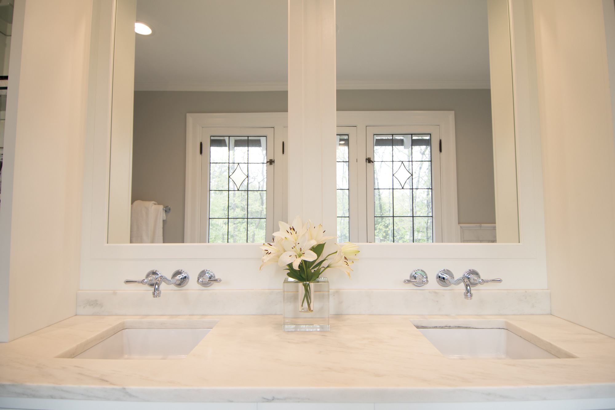 Tresa® | Two-Handle Wall Mount Lavatory Faucet with Lever Handles