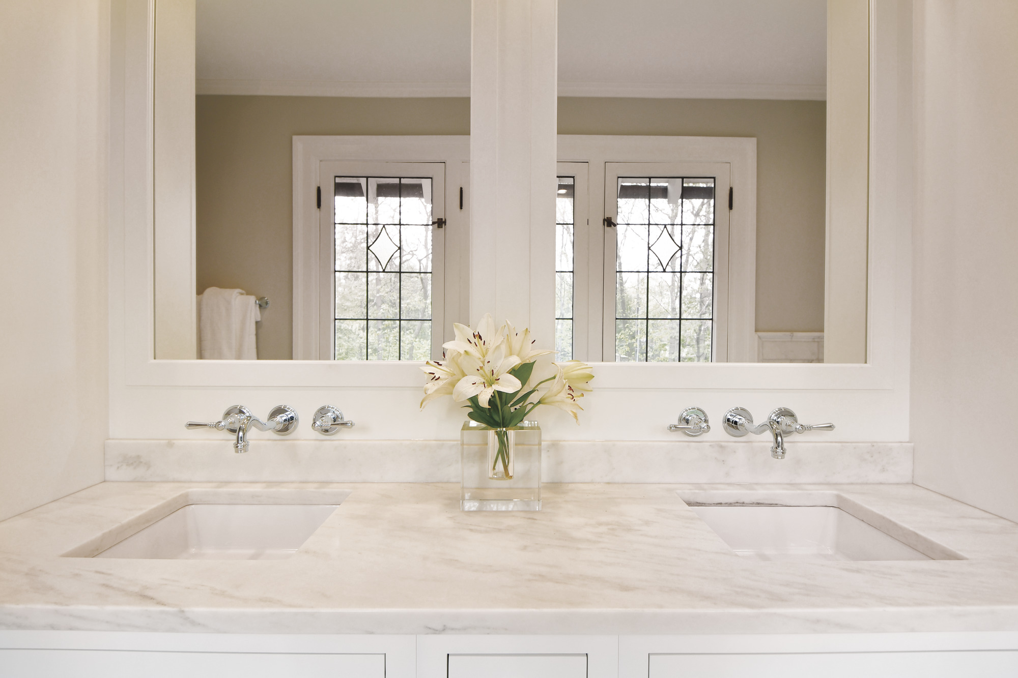 Tresa® | Two-Handle Wall Mount Lavatory Faucet with Lever Handles