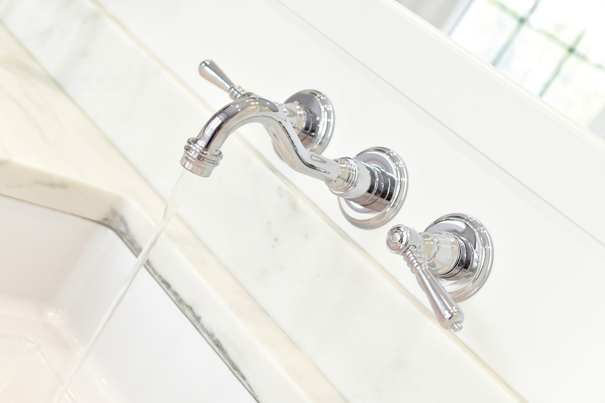 Tresa® | Two-Handle Wall Mount Lavatory Faucet with Lever Handles