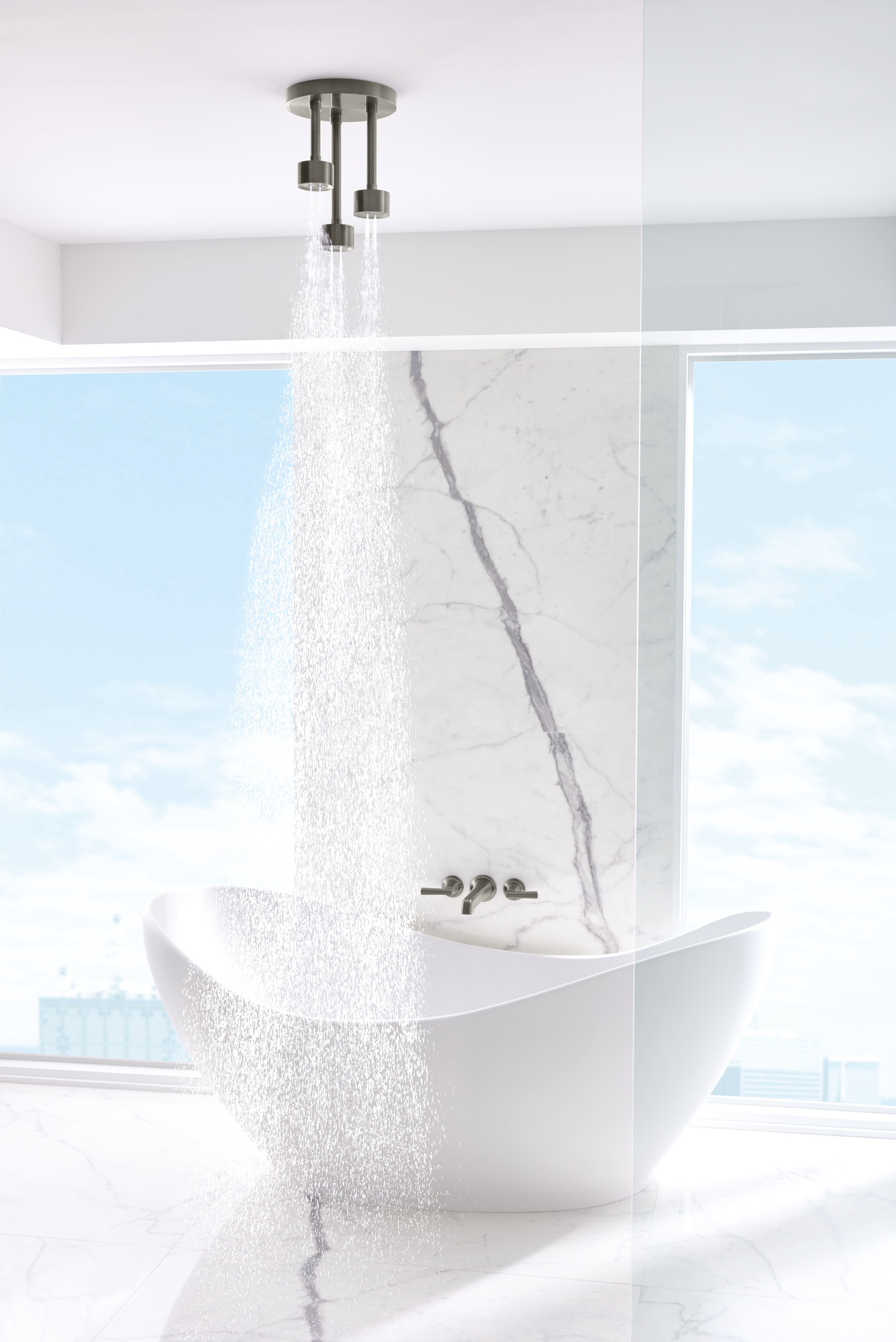 Levoir® | Two-Handle Wall Mount Tub Filler - Less Handles