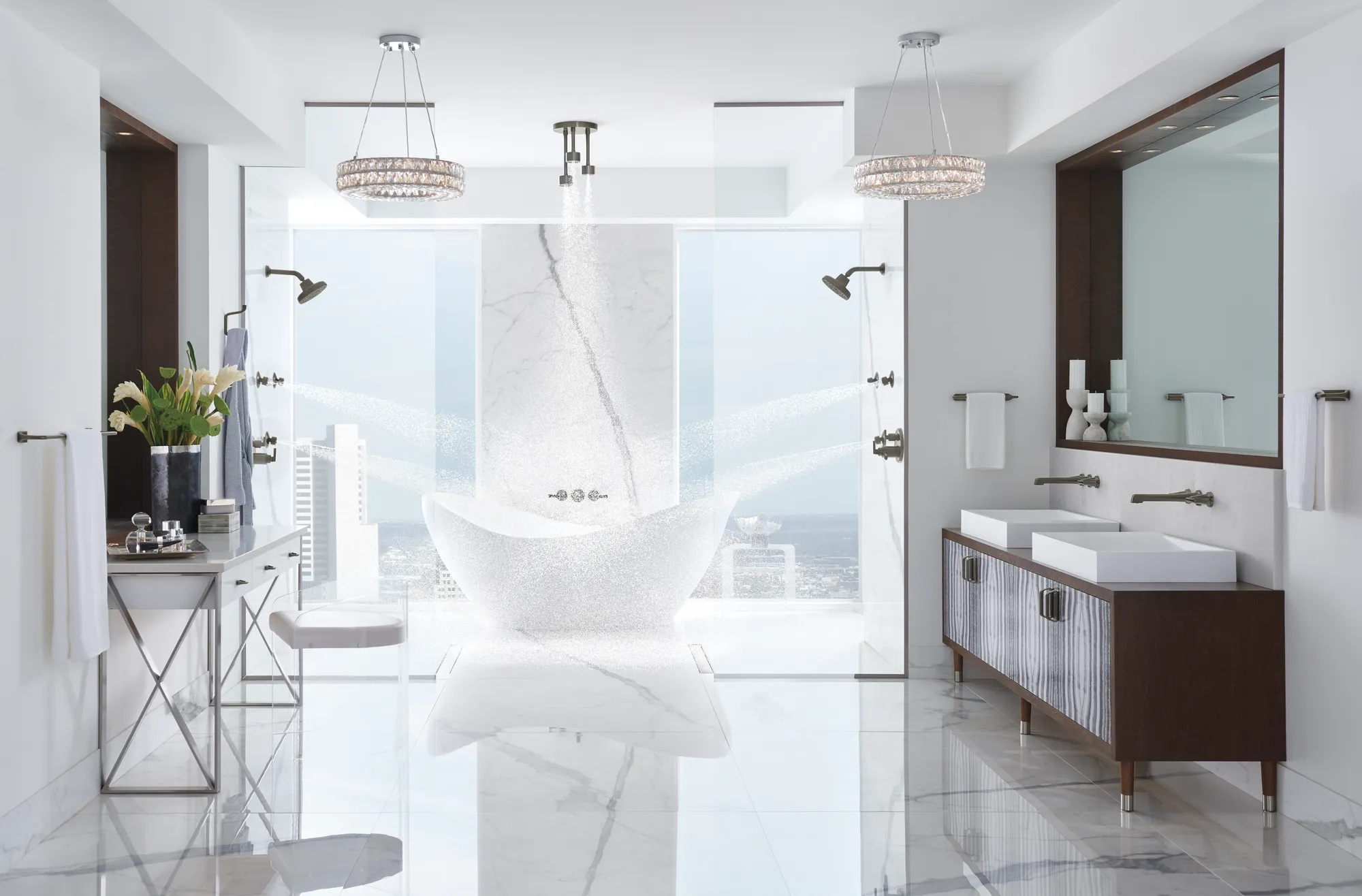 Levoir® | Two-Handle Wall Mount Lavatory Faucet - Less Handles 1.5 GPM