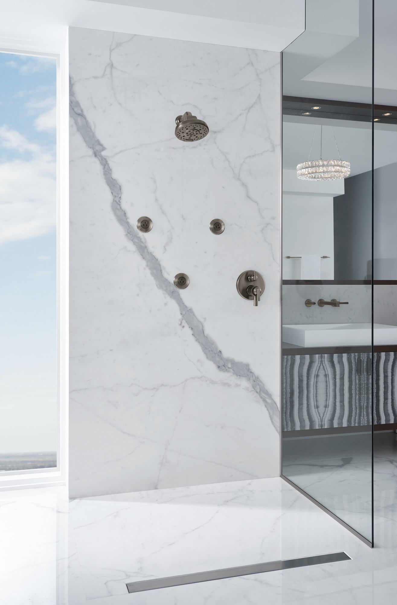 Levoir® | Two-Handle Wall Mount Lavatory Faucet - Less Handles 1.5 GPM