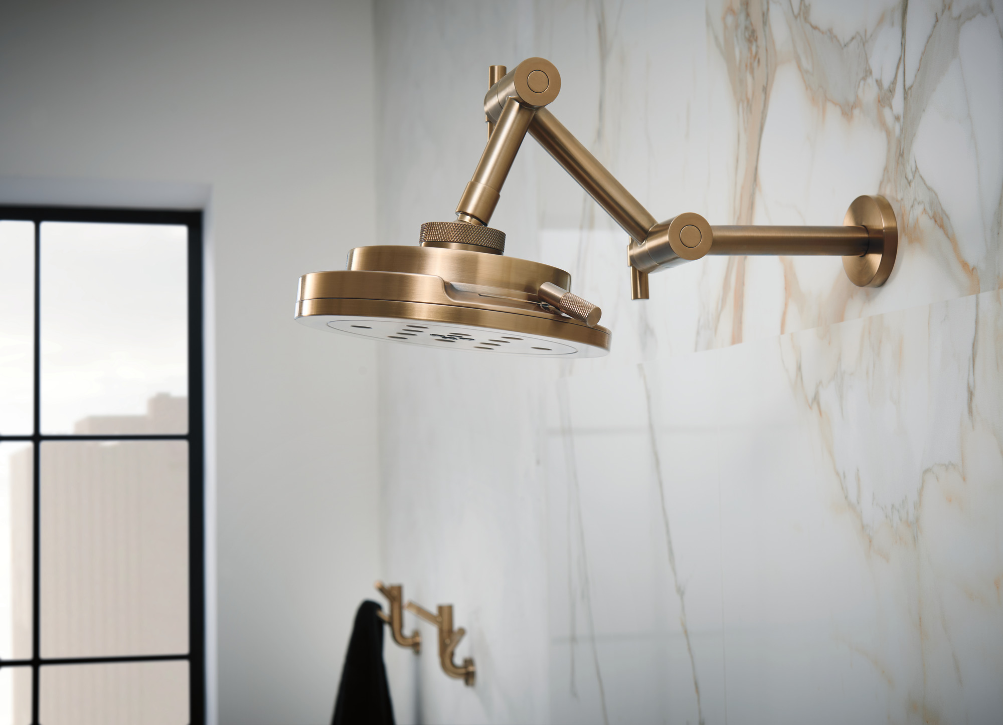 Essential™ Shower Series | Linear Round Jointed Wall Mount Shower