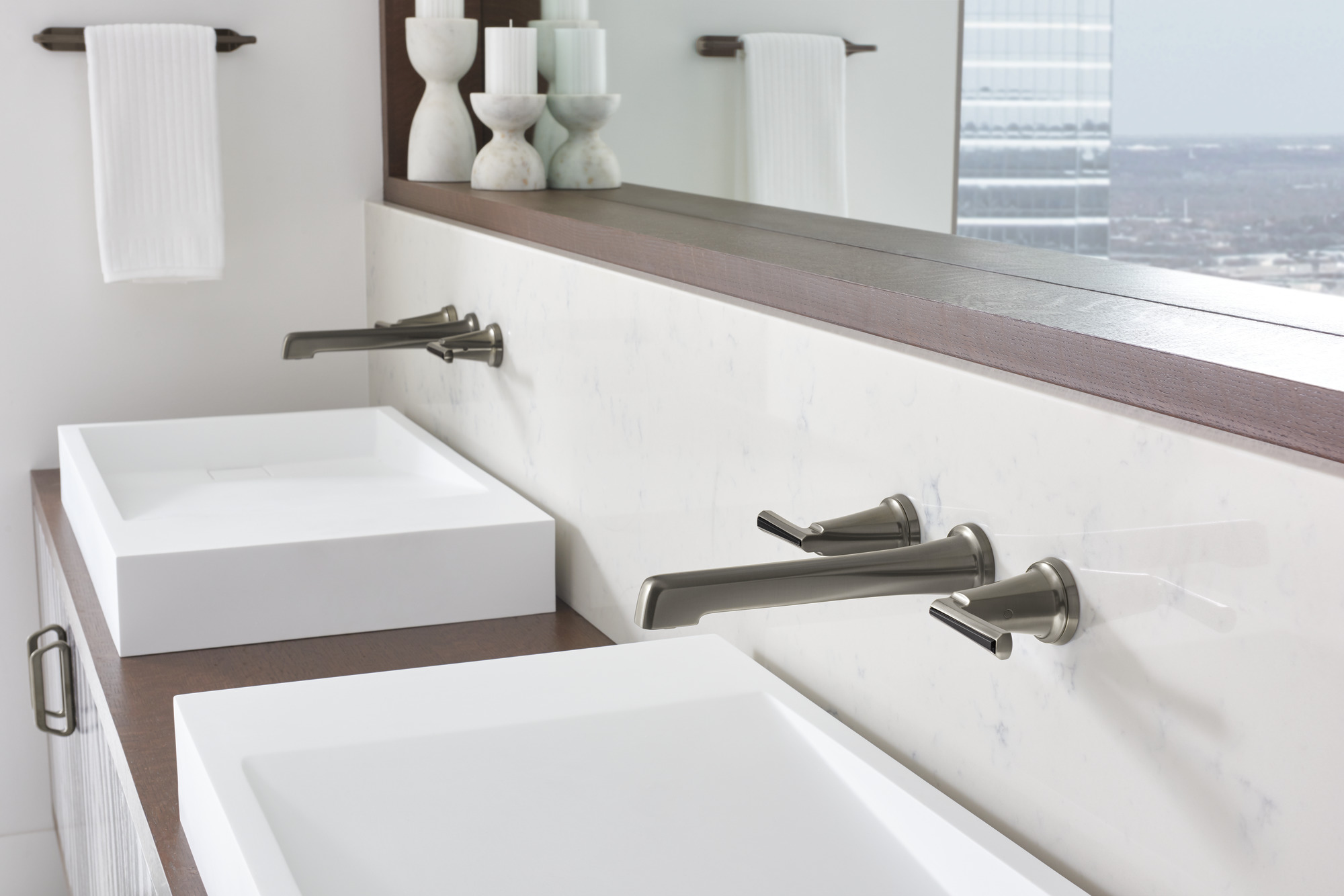 Levoir® | Two-Handle Wall Mount Lavatory Faucet - Less Handles 1.5 GPM
