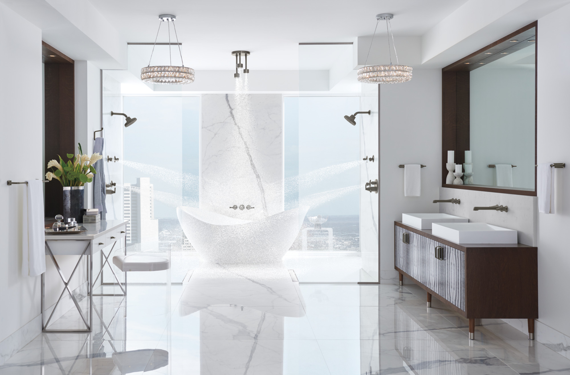 Levoir® | Two-Handle Wall Mount Lavatory Faucet - Less Handles 1.5 GPM