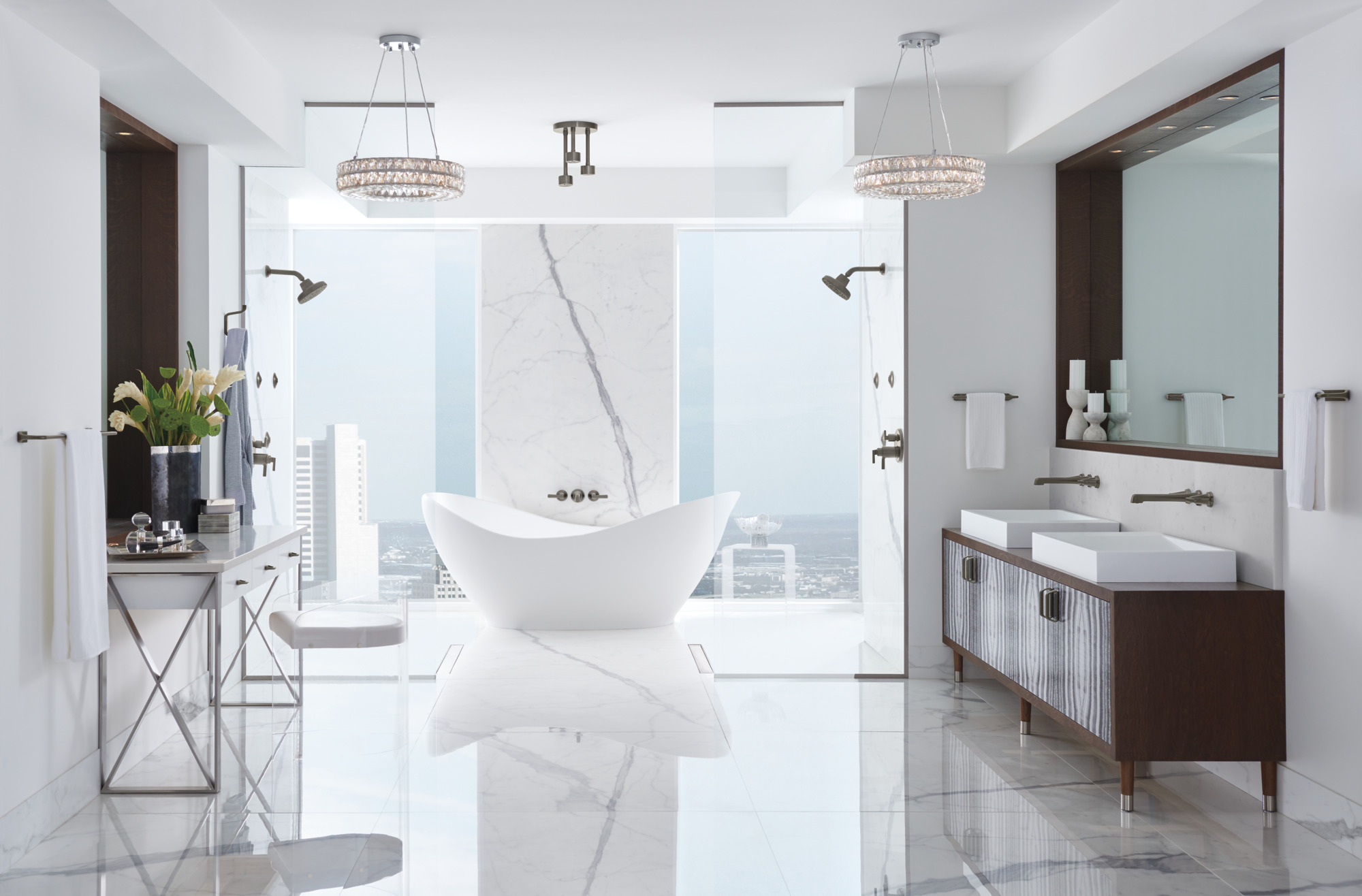 Levoir® | Two-Handle Wall Mount Lavatory Faucet - Less Handles 1.5 GPM