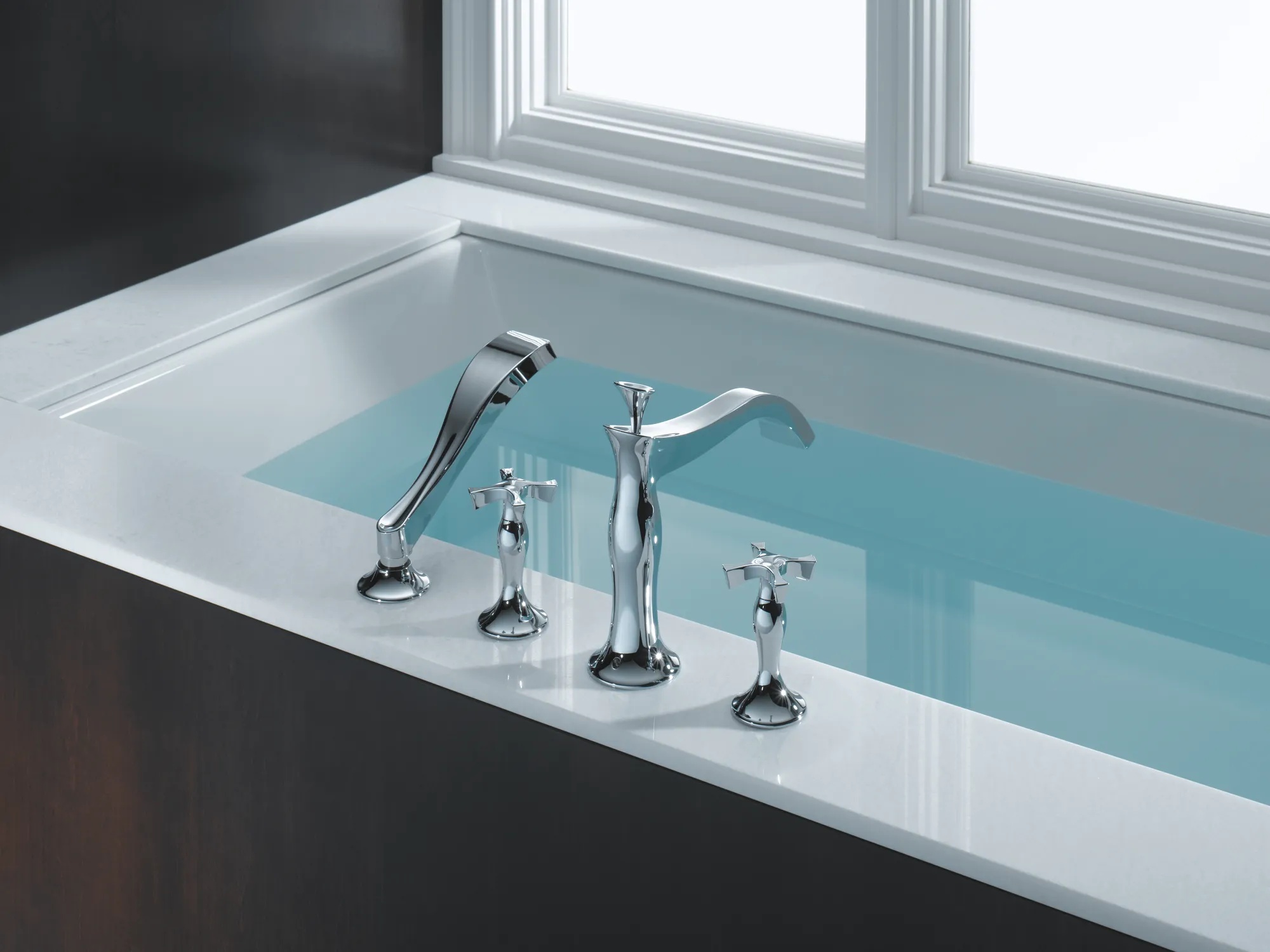 RSVP® | Four Hole Roman Tub Trim with Hand Shower - Less Handles