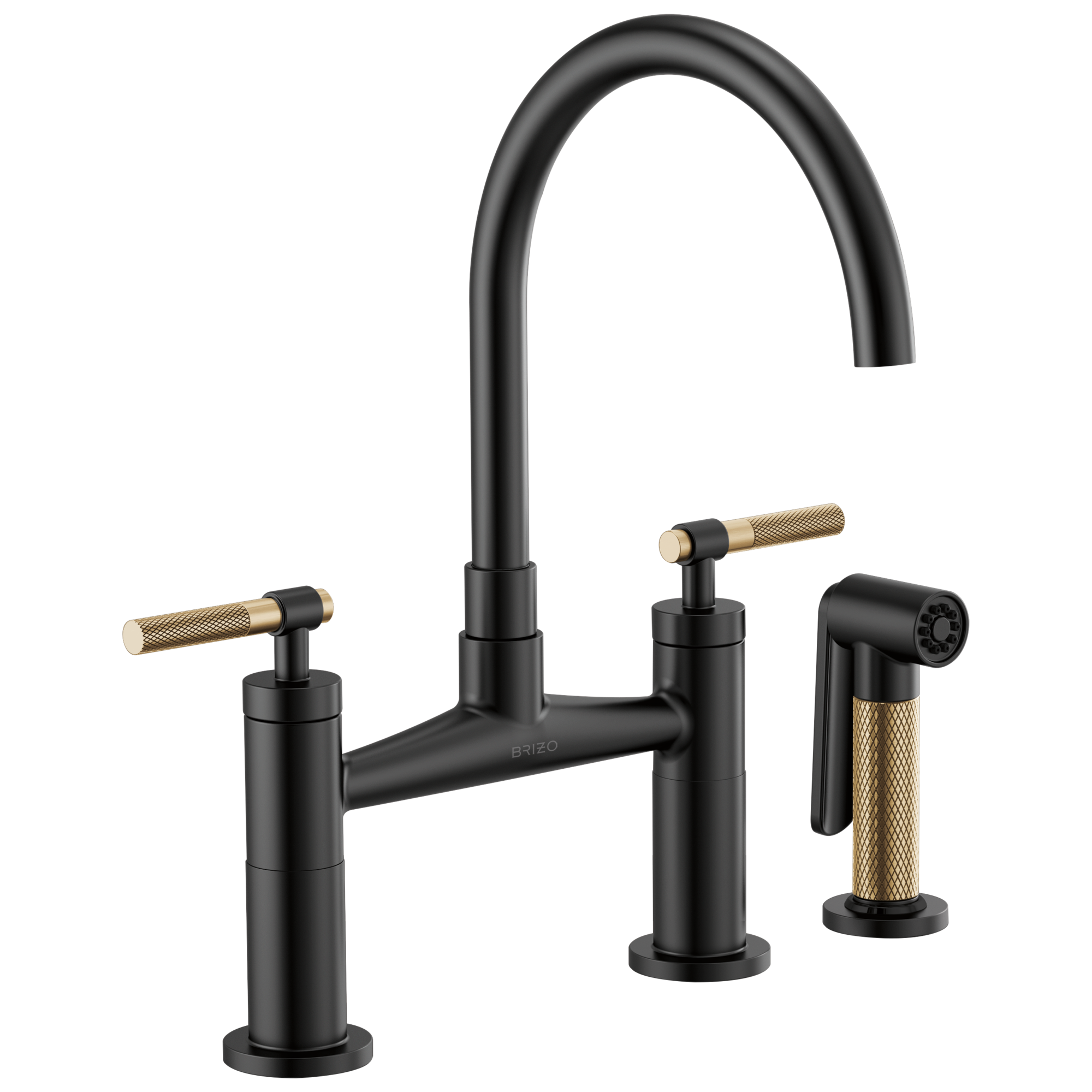 Litze Bridge Faucet with Arc Spout and Knurled Handle — image 1