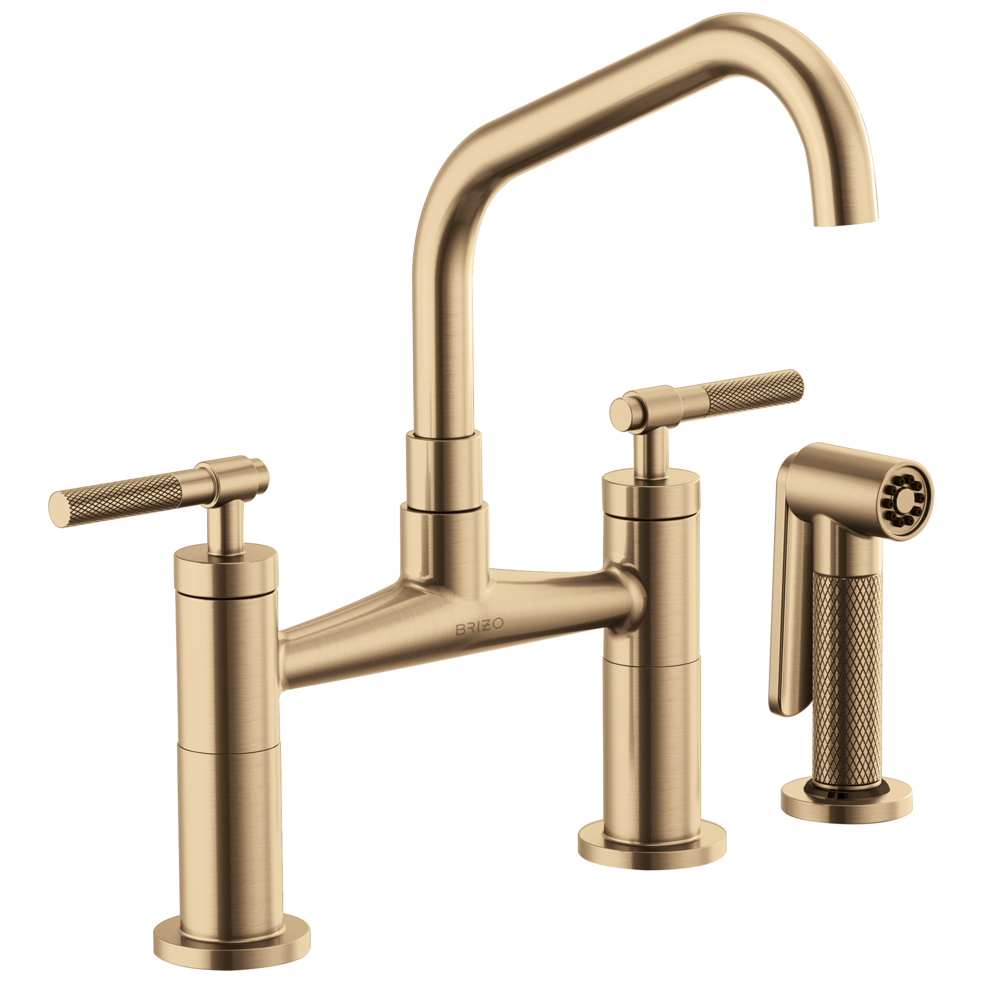 Litze Bridge Faucet with Angled Spout and Knurled Handle — image 1