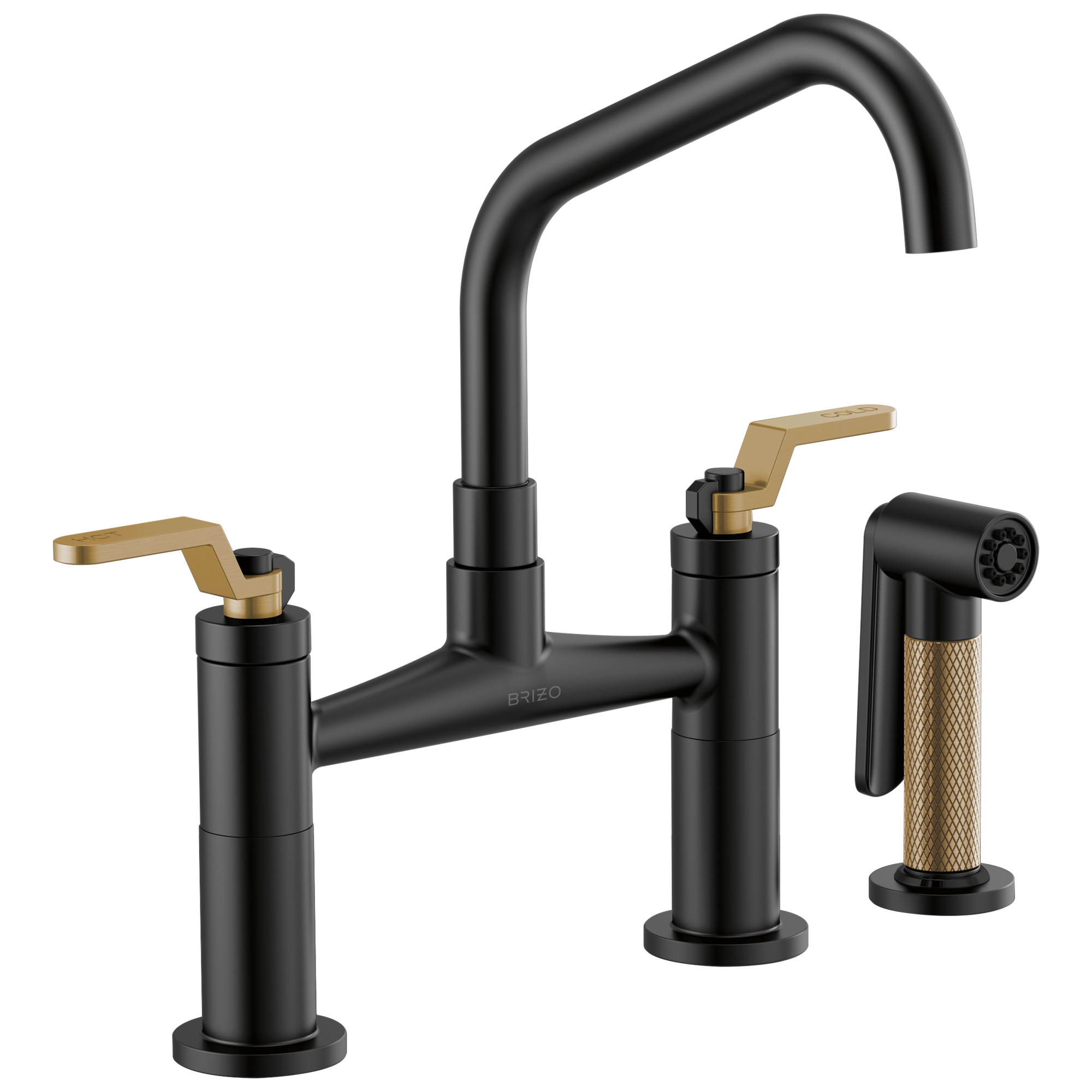 Litze Bridge Faucet with Angled Spout and Industrial Handle — image 1
