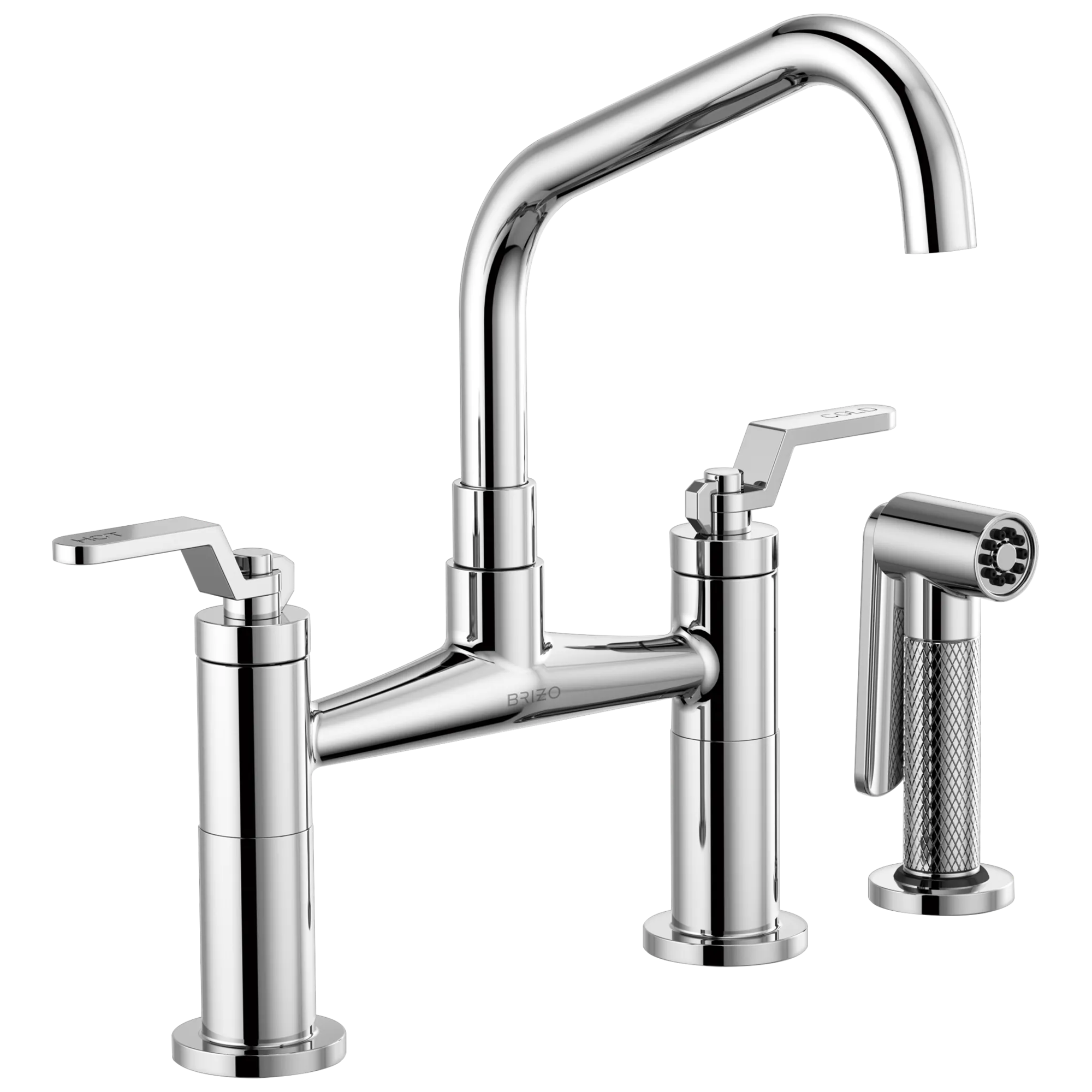 Bridge Faucet with Angled Spout and Industrial Handle