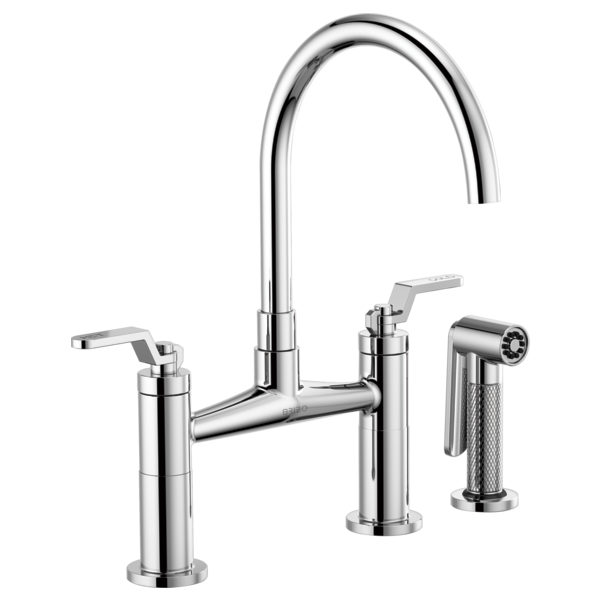 Bridge Faucet with Arc Spout and Industrial Handle